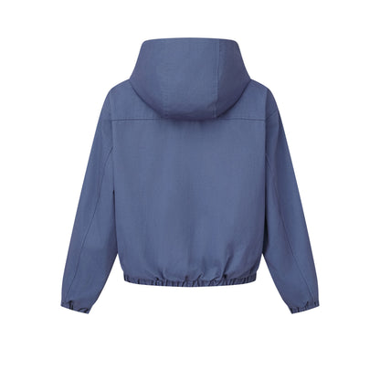 Women's short cut hooded jacket with drawstring hem and patch pockets EVA-US
