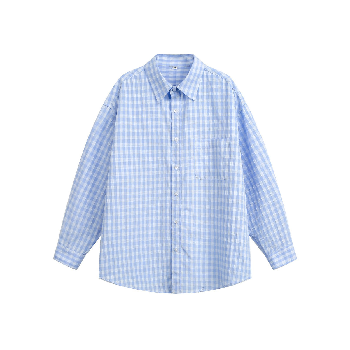 Women’s Oversized Check Shirt with Boxy Silhouette, Kent Collar and Chest Pocket EVA-US