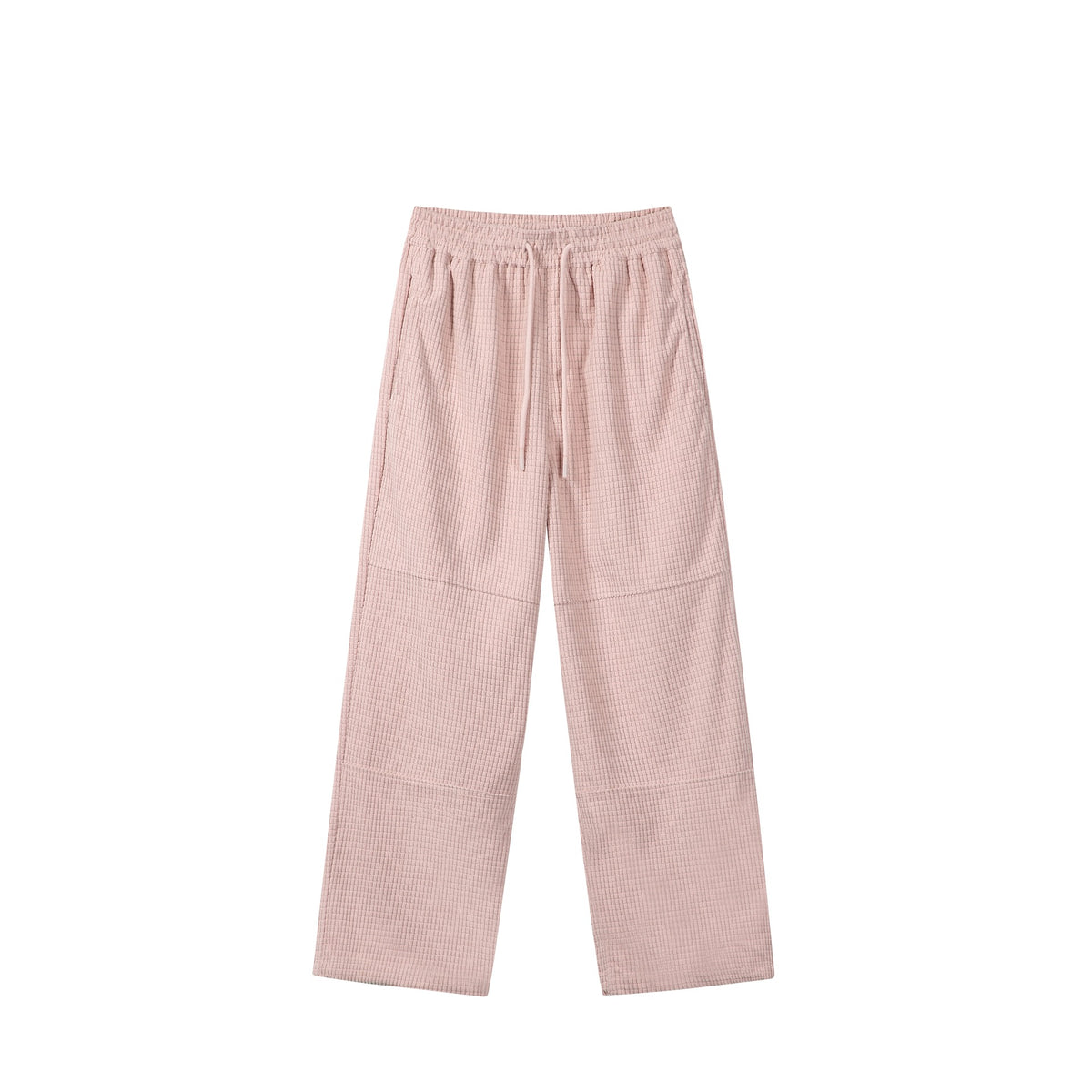 Women's loosely cut waffle knit pants with elastic waistband and drawstring EVA-US