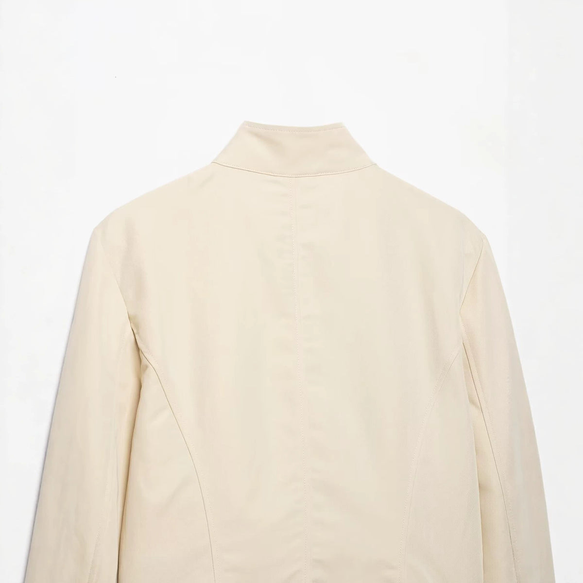 Women's asymmetrical cropped transitional jacket with stand-up collar and tailored fit EVA-US