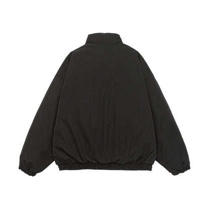 Men's Cropped Boxy Quilted Jacket with High Stand Collar, Elastic Hem and Flap Pockets EVA-US