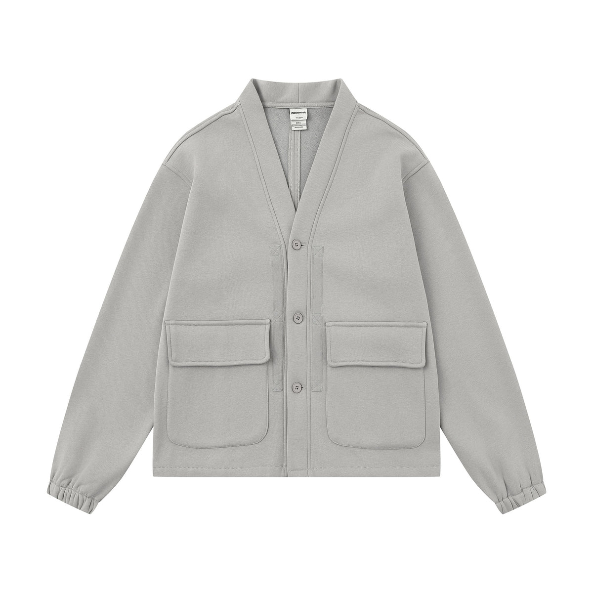 Unisex Oversize Sweat Jacket with Shawl Collar and Patch Pockets EVA-US