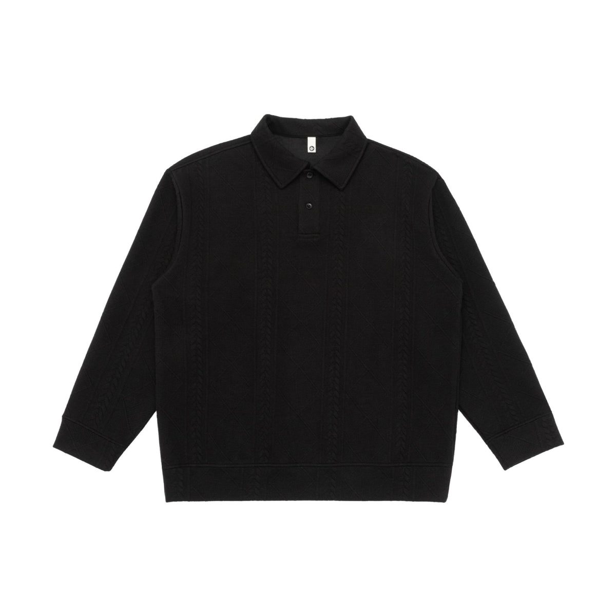Unisex Structured Polo Sweater with Shirt Collar and Cable Pattern EVA-US