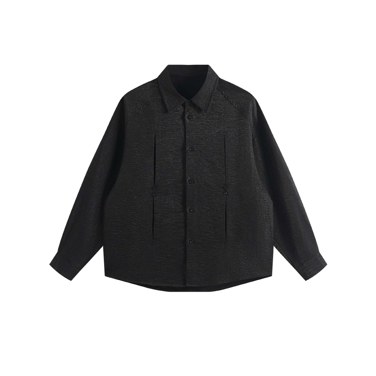 Women's oversized shirt blouse made of textured cotton blend with box pleats EVA-US