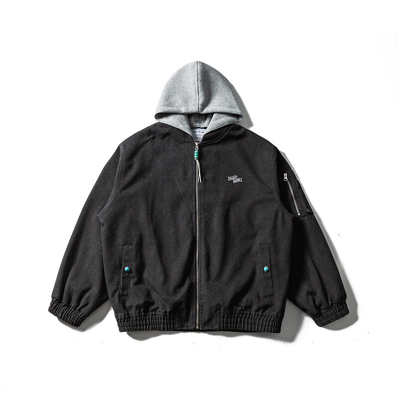 Unisex Oversize Canvas Hoodie with Utility Arm Pocket and Elastic Cuffs EVA-US