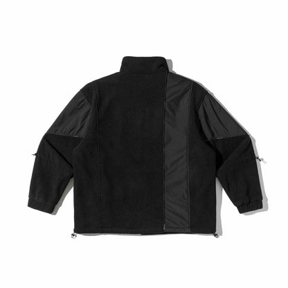 Unisex Short Cut Technical Fleece Utility Jacket with High Stand-Up Collar and Multifunctional Pockets EVA-US