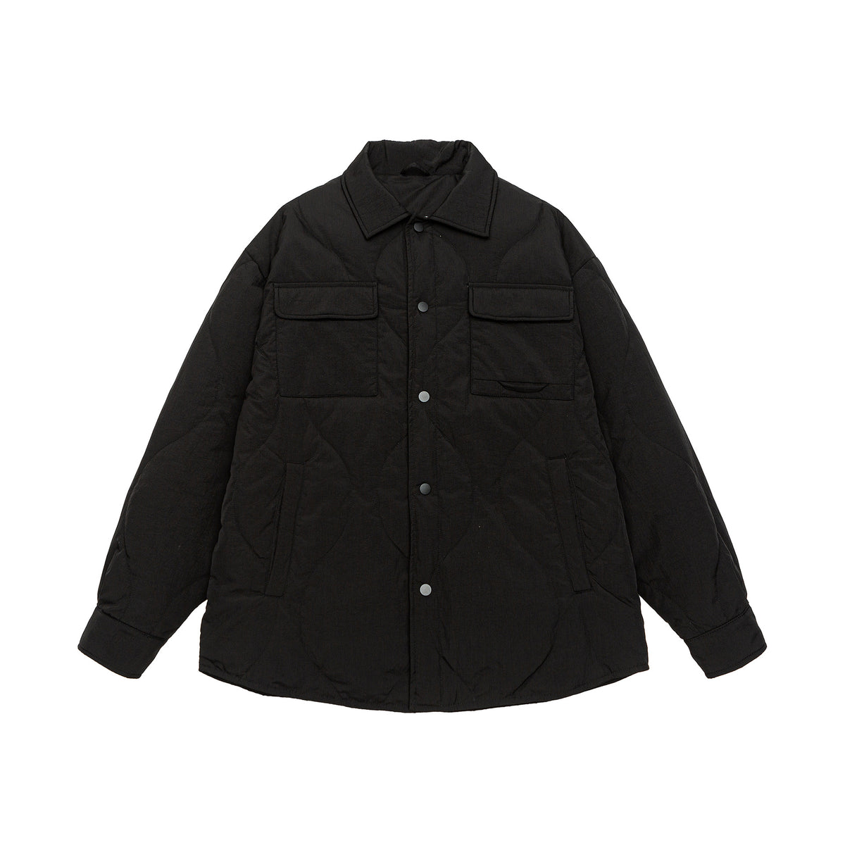 Men's Quilted Oversized Shirt Jacket with Quilting, Snap Buttons, and Chest Pockets EVA-US