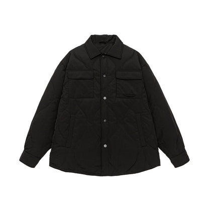 Men's Quilted Oversized Shirt Jacket with Quilting, Snap Buttons, and Chest Pockets EVA-US