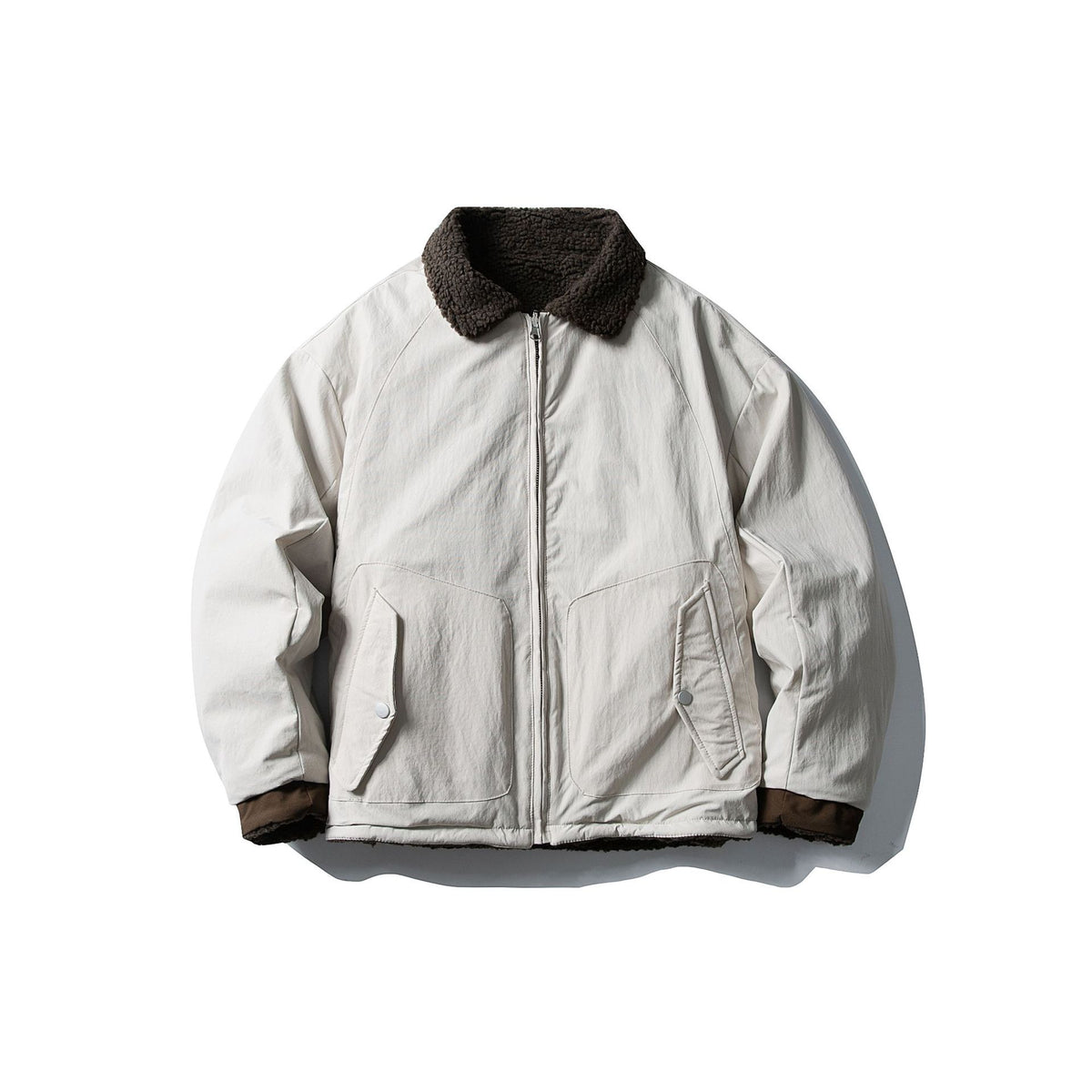Men's short-cut insulated blouson with sherpa collar and flap pockets EVA-US