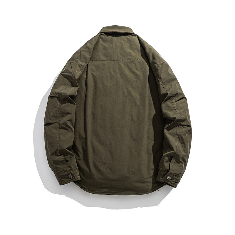 Men's Lightly Padded Overshirt Jacket with Shirt Collar and Snap Placket EVA-US