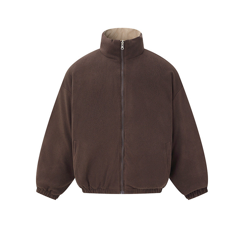Unisex Reversible Boxy Jacket with Quilted Outer and Fleece Inner Side EVA-US