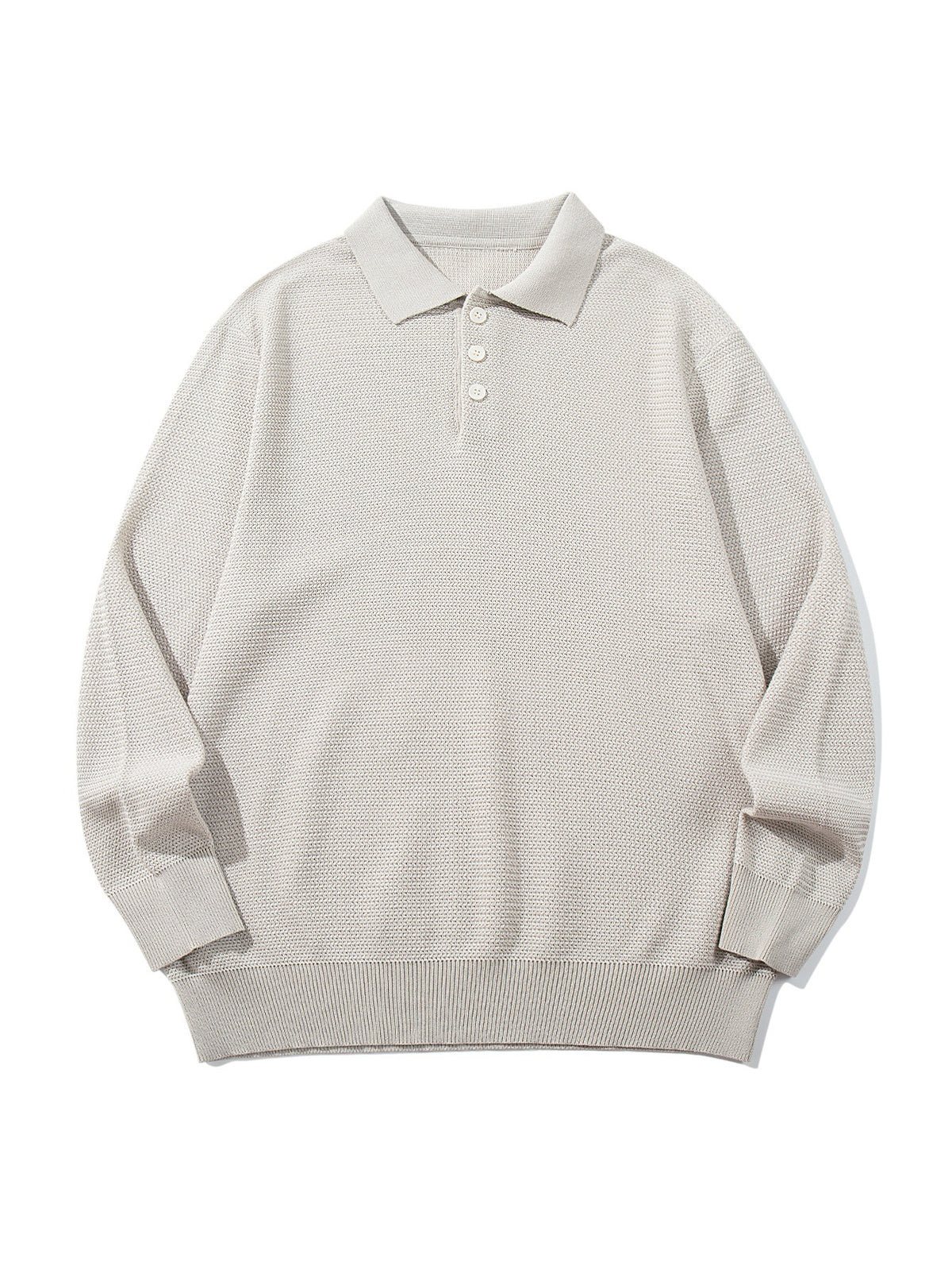 Unisex Waffle Knit Polo in Relaxed Fit with Triple Button Placket and Ribbed Hem EVA-US