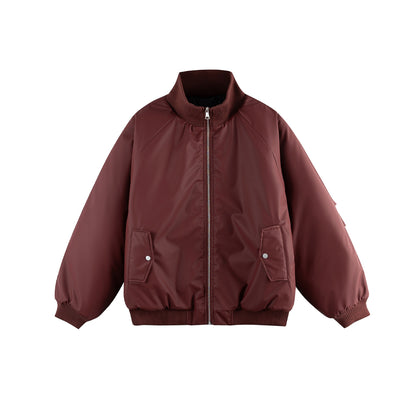 Women's Oversized Bomber Jacket EVA-US with Stand-up Collar, Padded Lining and Flap Pockets