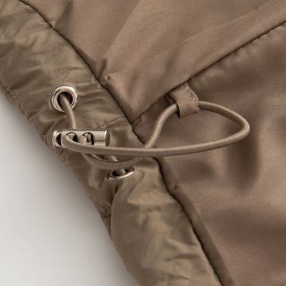 Women's Short Quilted Jacket with High Stand-Up Collar and Zipper Pockets EVA-US