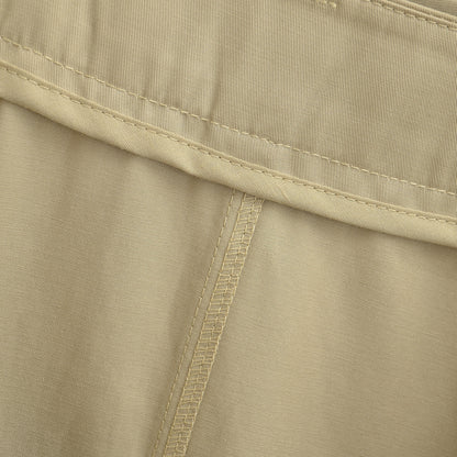 Women's A-Line Trench Skirt with Waist Belt and Decorative Button Placket EVA-US