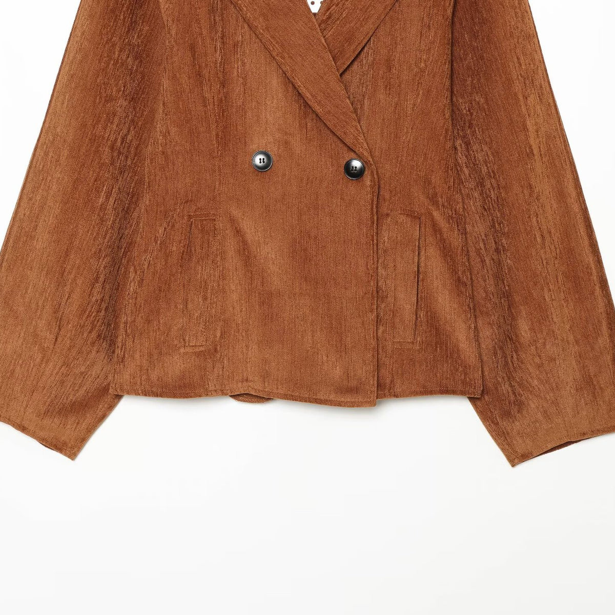 Women’s Short Blazer with Shawl Collar and Double-Breasted Button Placket EVA-US