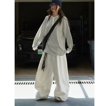 Women's Casual Breton Shirt in Oversized Cut with Henley Placket EVA-US