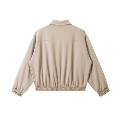 Unisex Short-cut technical blouson jacket with concealed front flap and elastic hem EVA-US