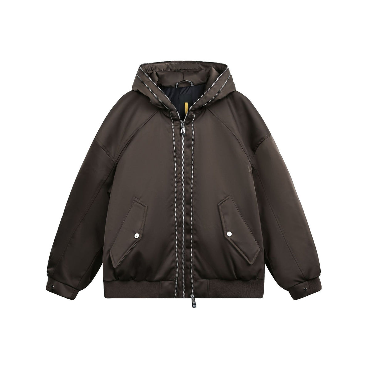 Men's Padded Oversized Bomber Jacket with Hood and Double Zipper EVA-US