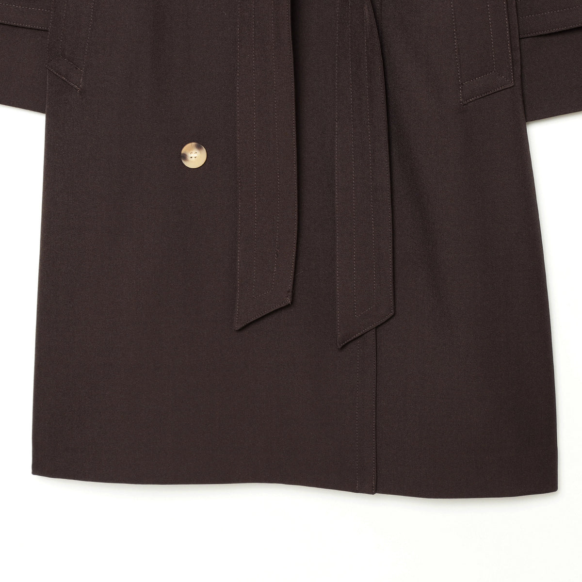 Women Mid-length Double-breasted Trench Coat with Wide Lapels and Waist Tie Belt EVA-US
