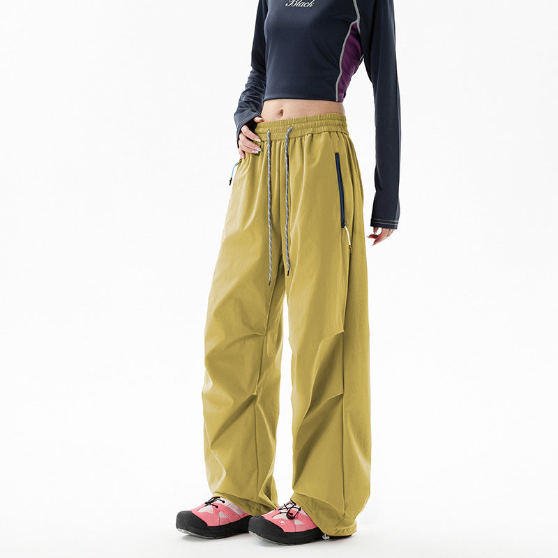 Loose trekking pants with water-repellent quick-drying coating elastic drawstring waistband and zip pockets EVA-US
