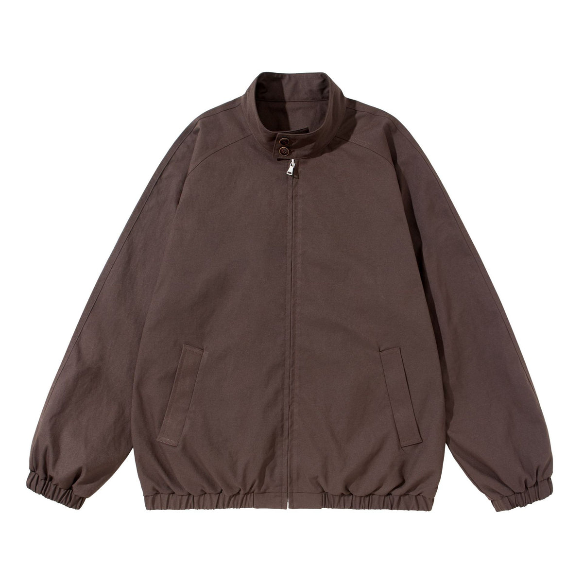 Unisex Short Cut Boxy Blouson with Stand-up Collar, Collar Tab and Elastic Hem EVA-US