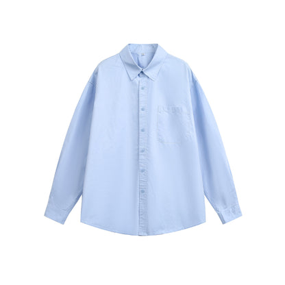 Women Oversize Casual Shirt with Drop Shoulder and Chest Pocket EVA-US