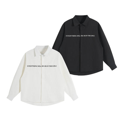 Unisex Oversize Textured Shirt Jacket with Concealed Button Placket and Statement Embroidery EVA-US