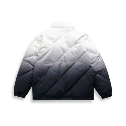 Unisex Short Cut Padded Jacket with Ombre Gradient and Diagonally Quilted Structure EVA-US