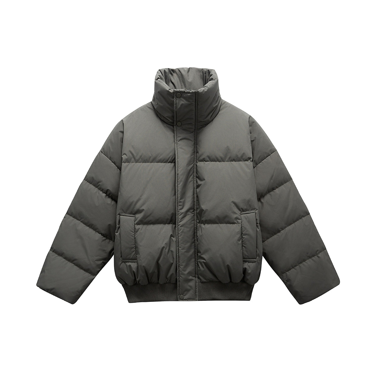 Unisex Boxy padded short jacket with high stand collar and elastic hem EVA-US