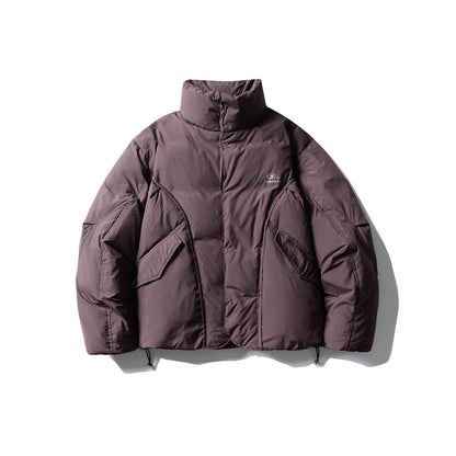 Men's Short Boxy Insulation Jacket with High Standing Collar and Large Flap Pockets EVA-US