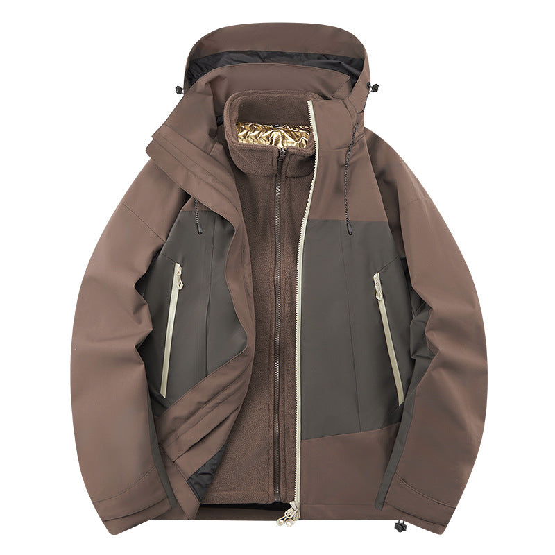 Unisex Softshell Outdoor Jacket with continuous fleece lining, adjustable hood, and water-repellent membrane EVA-US