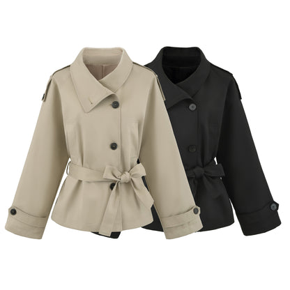 Ladies short trench with tie belt and wide arm EVA-US