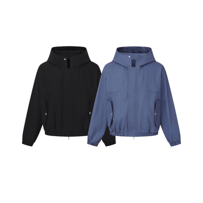 Women's short cut hooded jacket with drawstring hem and patch pockets EVA-US