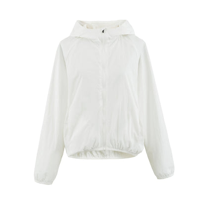Women's Ultralight Hooded Windbreaker with Extended Back Hem and Elastic Hem EVA-US