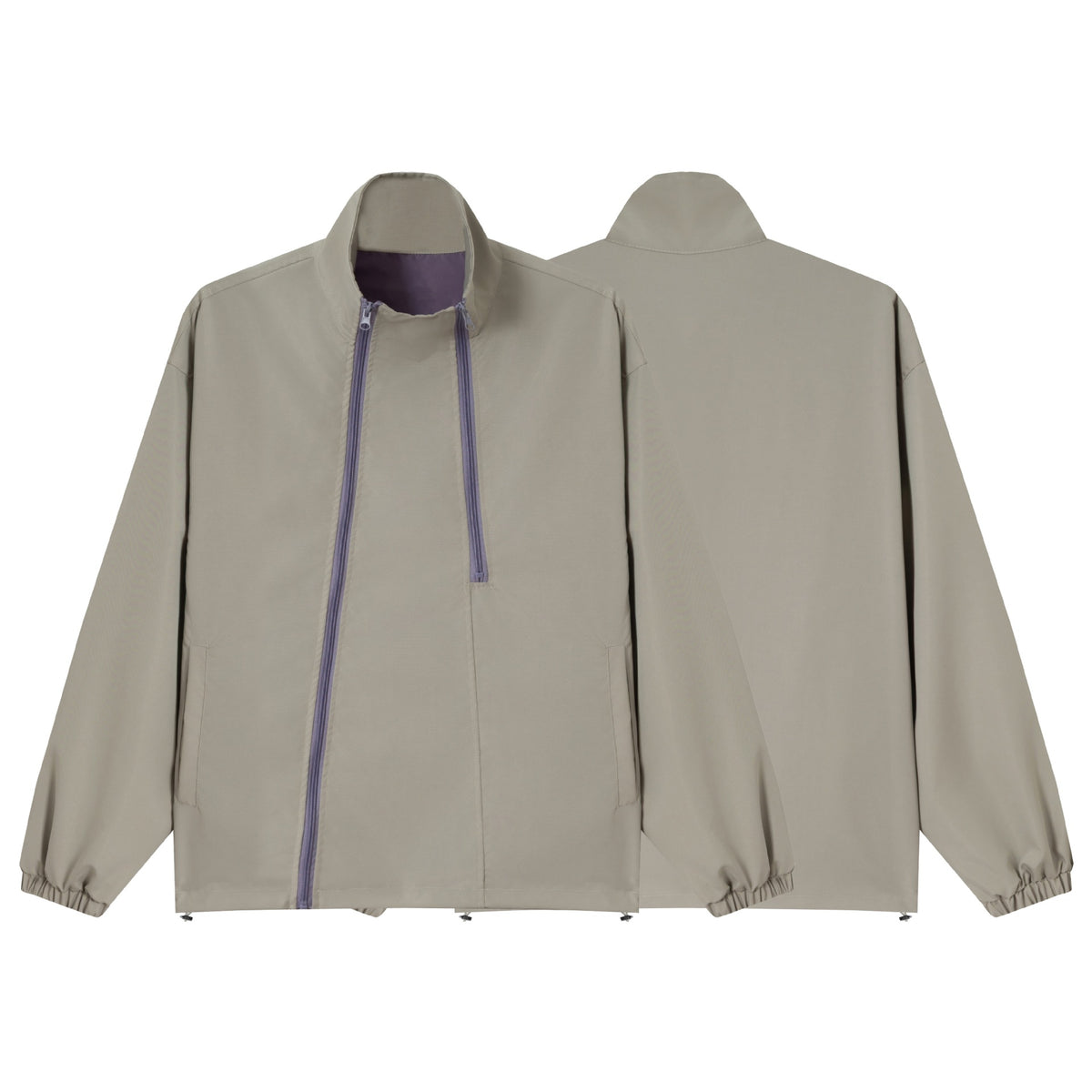 Unisex Loose-fitting functional jacket with double zipper, high stand-up collar, and accessory set EVA-US