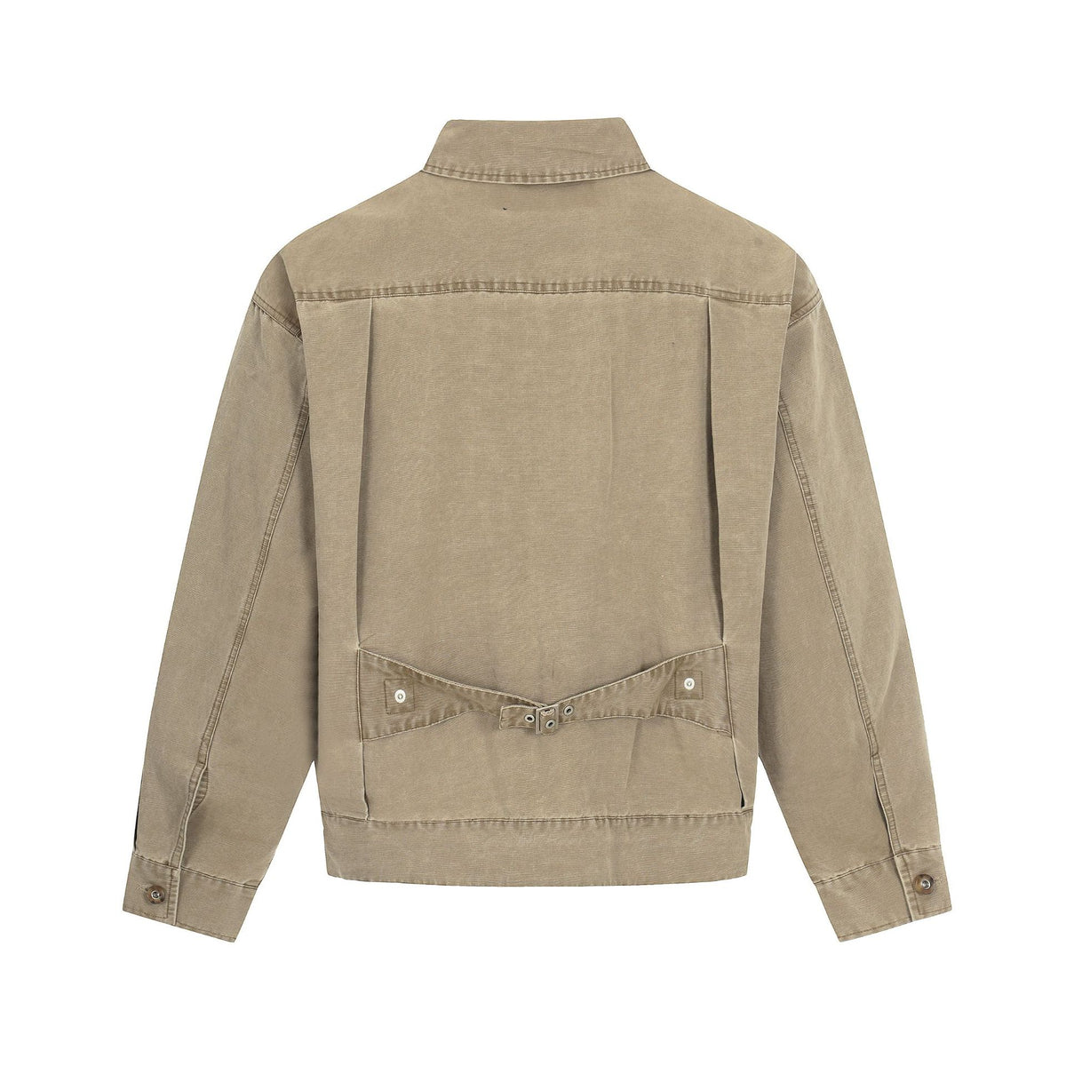 Men's Canvas Utility Blouson Jacket with Drawstring and Decorative Stitching EVA-US