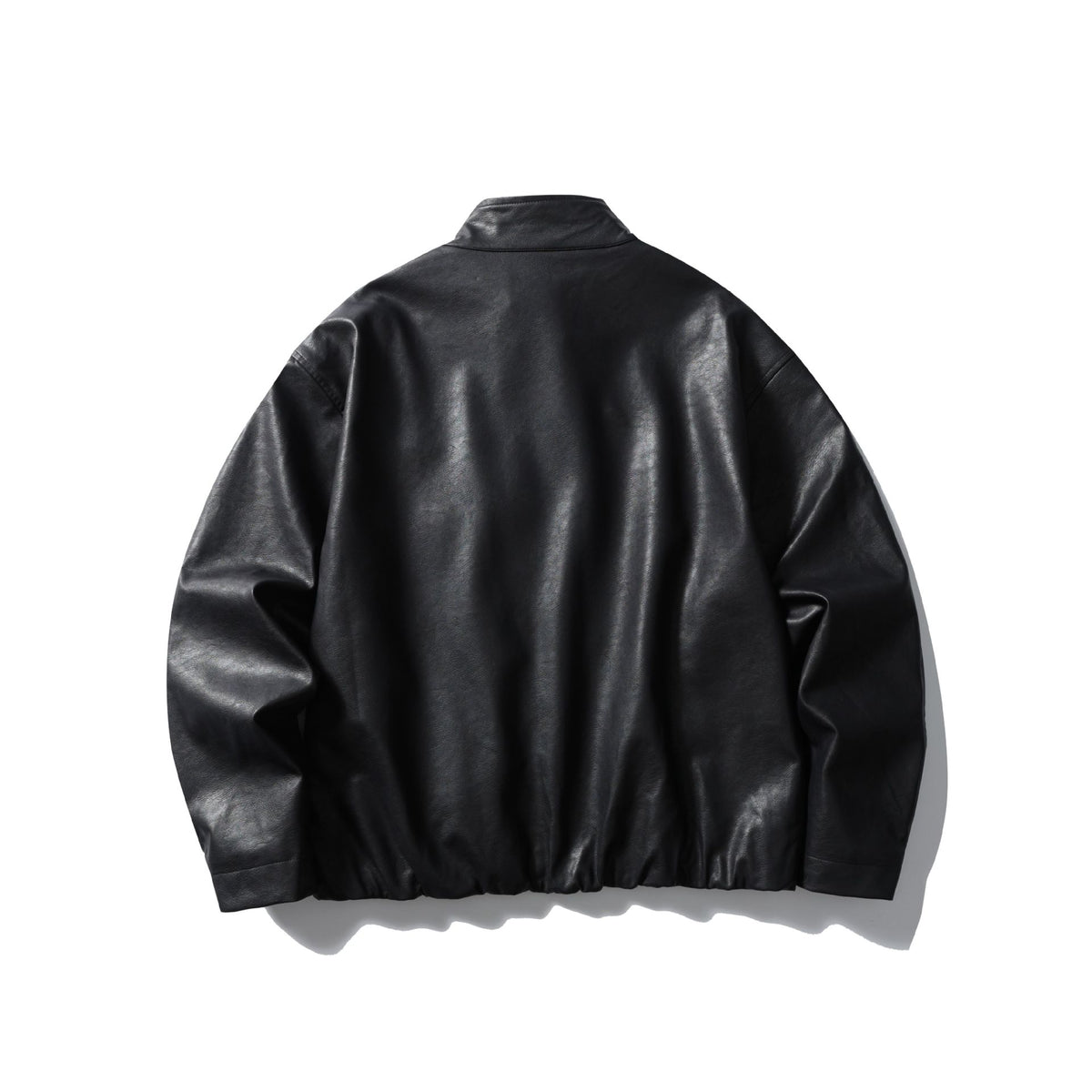 Men's leather pilot jacket with high stand-up collar and zip chest pocket EVA-US