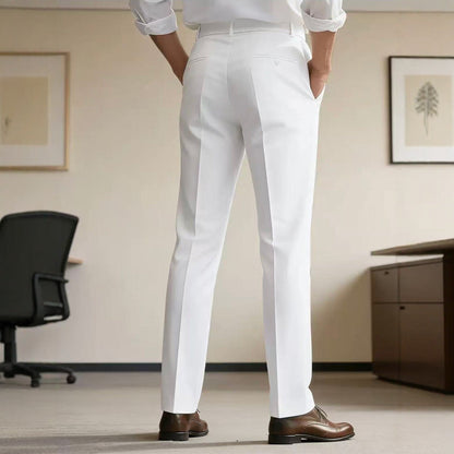 Men's narrow-cut business pants with crease, flat waistband, and stretch comfort EVA-US