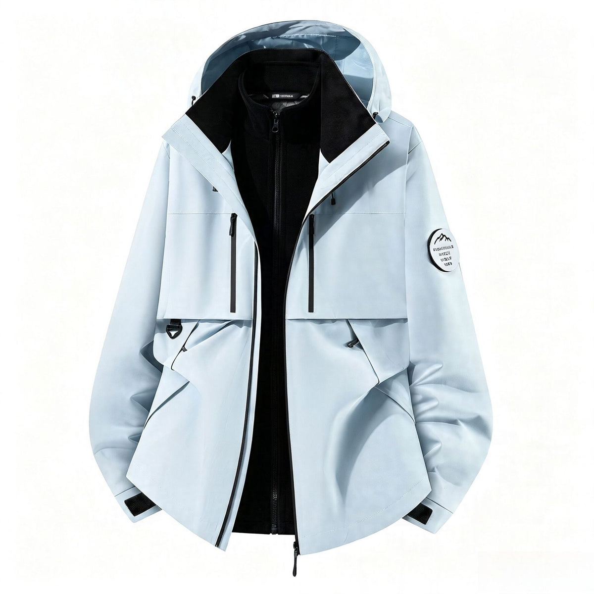 Men's three-layer softshell outdoor jacket with removable fleece lining and hood EVA-US