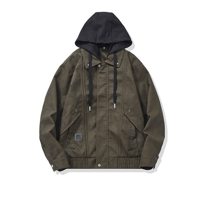 Men's Hooded Canvas Blouson in Boxy Cut with Utility Details EVA-US