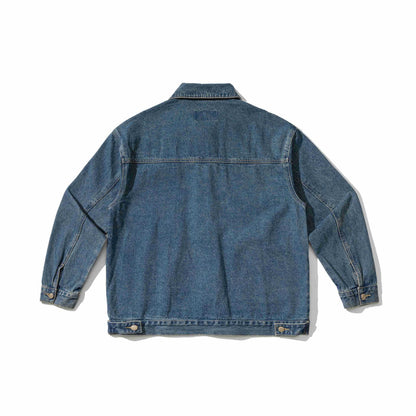 Unisex Robustess Denim Workwear Blouson with Shirt Collar and Large Flap Pockets EVA-US