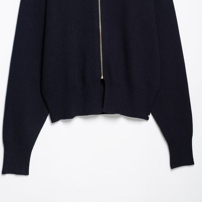 Women's Cropped Cardigan with Stand-up Collar and Full Zip EVA-US