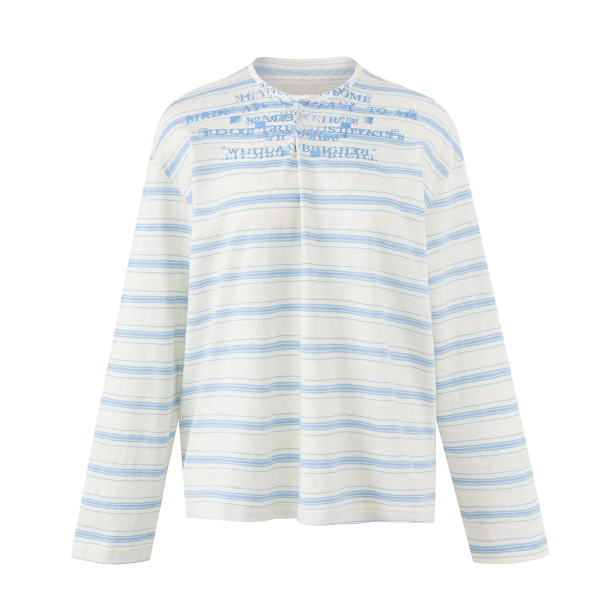 Women Striped Long Sleeve Henley Shirt from Lightweight Cotton Blend EVA-US