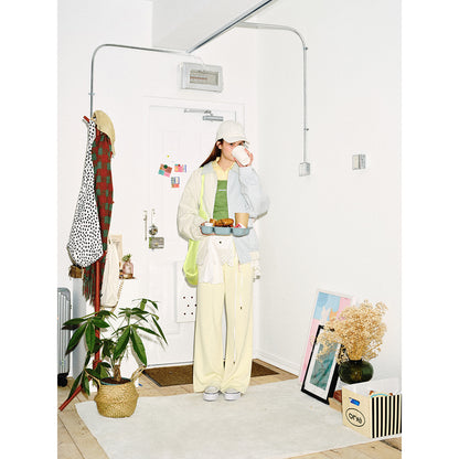Unisex Striped Pastel Corduroy Jacket in Boxy Cut with Shirt Collar and Elastic Cuff EVA-US