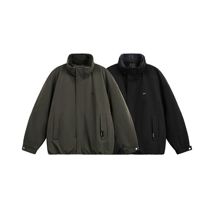 Men's Oversize Quilted Jacket with High Collar and Teddy Lining EVA-US