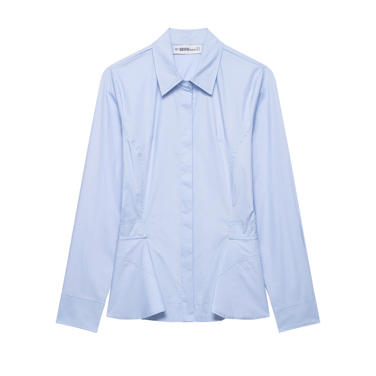 Women's Tailored Blouse Jacket with Peplum and Concealed Button Placket EVA-US