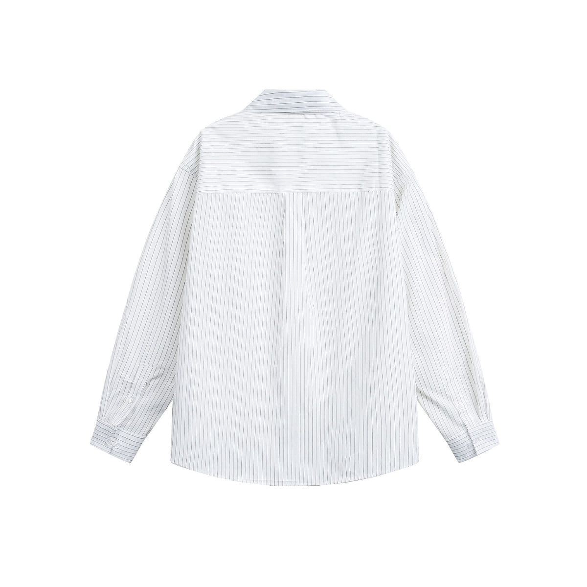 Women's oversized shirt blouse with fine stripes, Kent collar, and breast pocket EVA-US