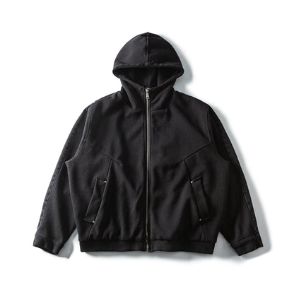 Unisex hooded jacket in boxy cut with full zipper and utility pockets EVA-US