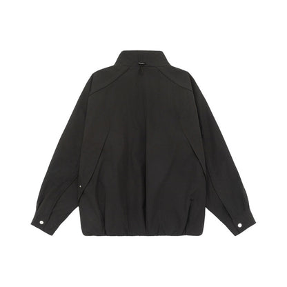 Women Lightweight Raglan Bomber Jacket with Stand Collar and Elastic Hem EVA-US